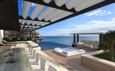 Pérgola de terraço com recetores RTS PLUS