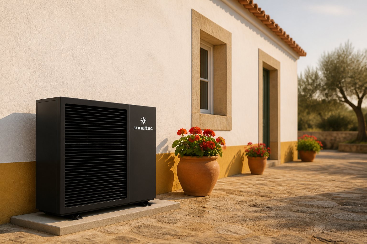 Bomba de calor Sunaitec instalada numa casa de campo